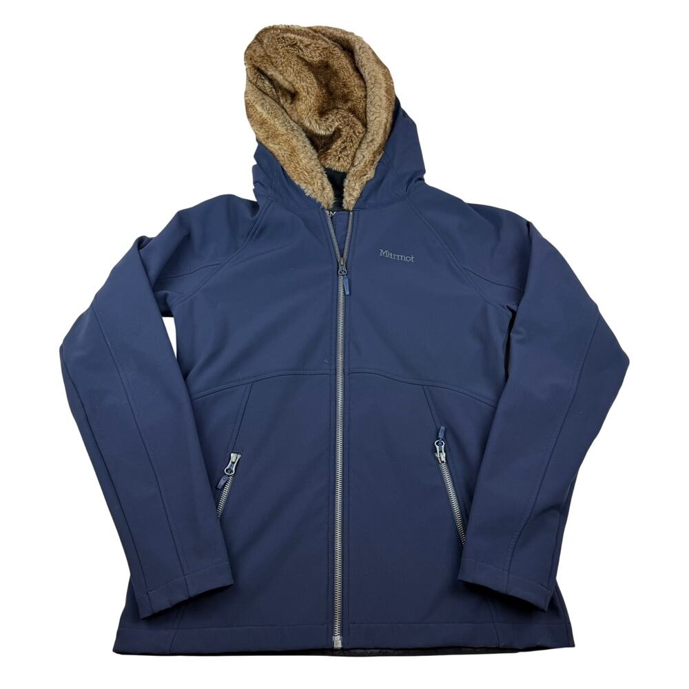 Marmot Furry Hooded Softshell Jacket Women's M Blue